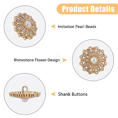 24Pcs 3 Styles Alloy Rhinestone Shank Buttons BUTT-HS0001-05G-1