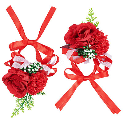 2PCS Silk Wrist Corsage AJEW-CP0001-51A-1