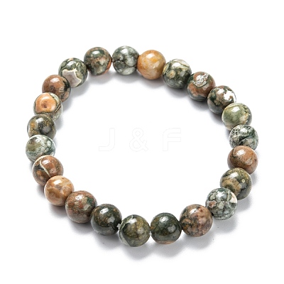 Natural Rhyolite Jasper Stretch Beaded Bracelets G-A185-01S-1