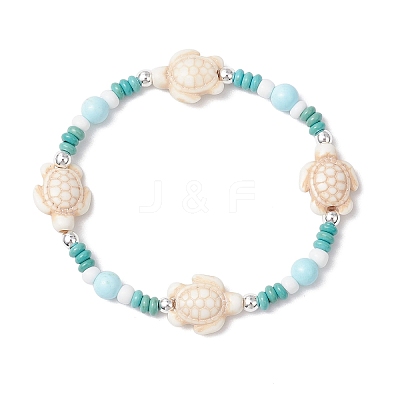 Dyed Synthetic Turquoise & Natural Howlite Beads Bracelets for Women BJEW-JB11794-02-1