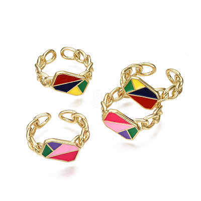 Brass Enamel Cuff Rings RJEW-N035-005-NF-1