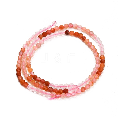 Gradient Color Natural Rose Quartz & Red Hematoid Quartz Beads Strands GG-CBA1668-A03-3mm-1
