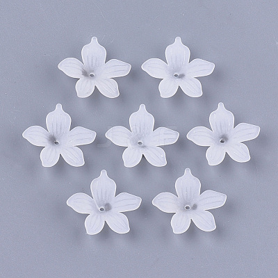 5-Petal Transparent Acrylic Bead Caps X-FACR-T001-08-1