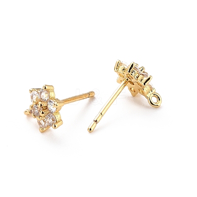 Brass Micro Pave Cubic Zirconia Stud Earrings Findings ZIRC-C027-14G-02-RS-1