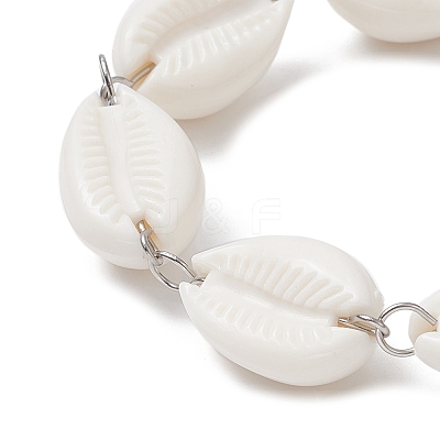 Acrylic Shell Bead Link Anklets for Women BJEW-JB09370-1