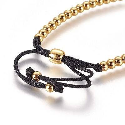 Adjustable Brass Micro Pave Cubic Zirconia Beaded Bracelets BJEW-L652-13G-1