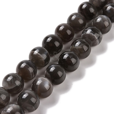 Natural Black Moonstone Beads Strands G-J157-12mm-05-1