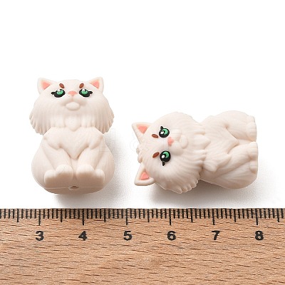 Persian Cat Shape Food Grade Silicone Focal Beads SL-CBAAE23-02-1
