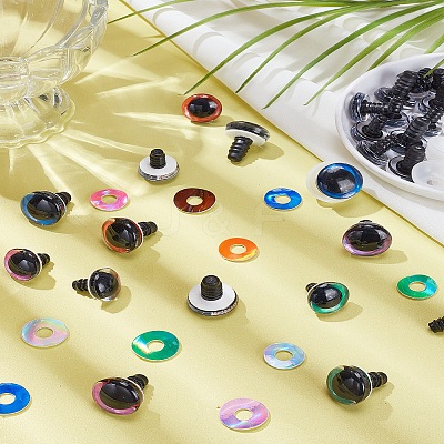 28Pcs 14 Styles Half Round Plastic Doll Craft Eyes DOLL-LP0001-09-1
