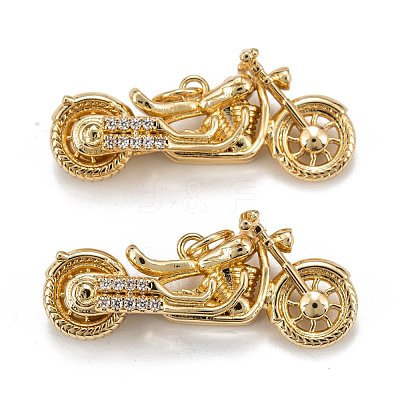 Brass Micro Pave Clear Cubic Zirconia Pendants ZIRC-P086-29G-1