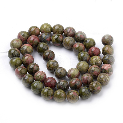 Natural Unakite Beads Strands G-S259-14-4mm-1