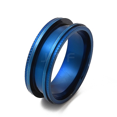 201 Stainless Steel Grooved Finger Ring Settings STAS-P323-10BL-1