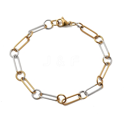 304 Stainless Steel Oval Link Chain Bracelets for Women LS-BJEW-D377-01B-1
