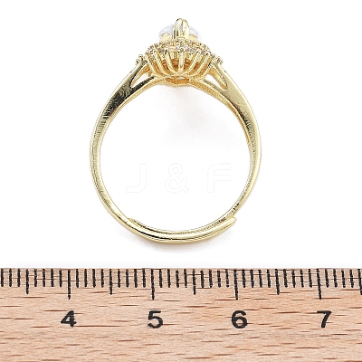 Adjustale Rack Plating Brass Micro Pave Clear Cubic Zirconia Finger Rings for Women RJEW-M028-53G-1