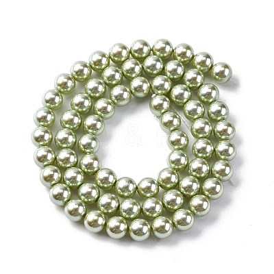 UV Plating Pearlized Glass Pearl Beads Strands GLAA-F128-01A-T21-1