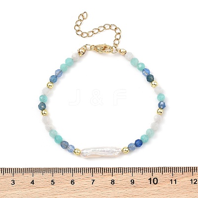 Natural & Synthetic Gemstone & Baroque Pearl Keshi Pearl Beaded Bracelets for Women BJEW-JB13594-1