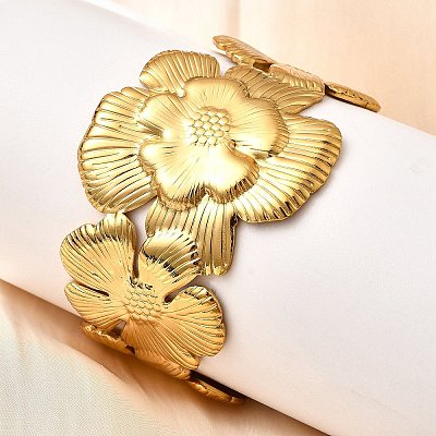 304 Stainless Steel Cuff Bangles BJEW-L705-04B-G-1