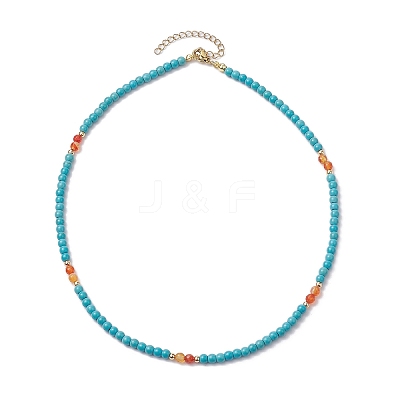 Synthetic Turquoise & Natural Carnelian Beaded Necklaces NJEW-TA00161-1