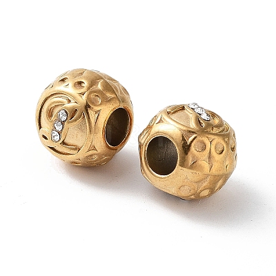 Ion Plating(IP) 304 Stainless Steel Rhinestone European Beads STAS-A092-10L-G-1
