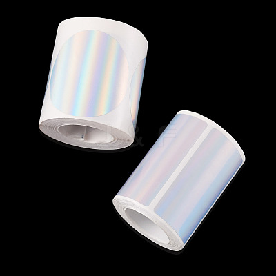 2 Rolls 2 Styles Vinyl Plastic Printable Holographic Stickers OFST-TA0001-11B-1