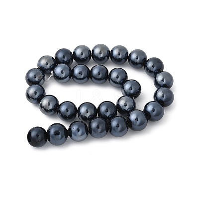 Electroplate Round Pearlized Glass Pearl Beads Strands X-EGLA-U002-01A-1
