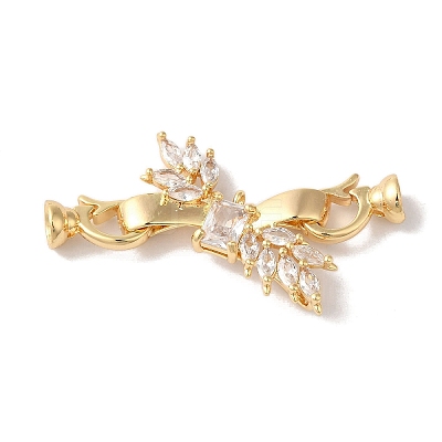 Brass Micro Pave Cubic Zirconia Fold Over Clasps KK-B098-09G-01-1