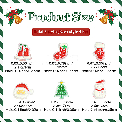 24Pcs 6 Styles Christmas Decorations Theme Opaque Acrylic Bead OACR-YW0004-09-1
