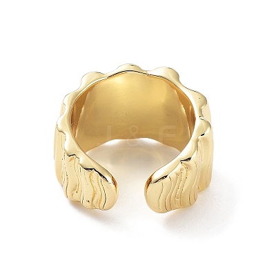 Brass Textured Open Cuff Rings for Women RJEW-D016-01G-1