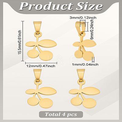 4Pcs 304 Stainless Steel Pendants STAS-LP0004-19-1