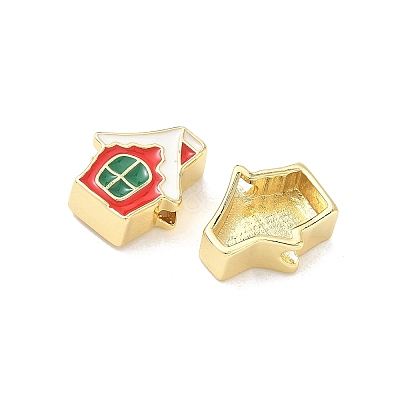 Christmas Brass Enamel Beads KK-I474-G17-1