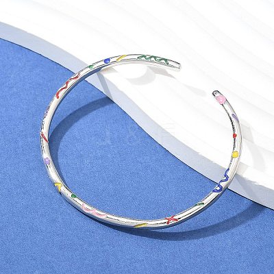 Brass Open Cuff Bangles for Women BJEW-G736-12P-03-1