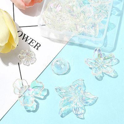 20Pcs 5 Styles UV Plating Acrylic Beads Caps TACR-FS0001-60-1