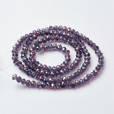 Electroplate Glass Beads Strands X-EGLA-F124-FR-B08-1