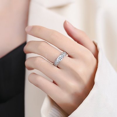 Horse Eye Brass Micro Pave Cubic Zirconia Finger Rings FS-WG116FD-01-1