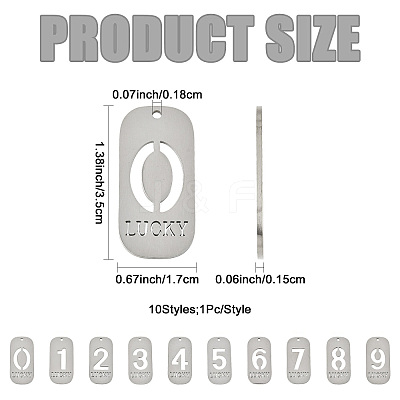 10Pcs 10 Styles 304 Stainless Steel Pendants STAS-FS0002-17P-1