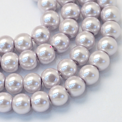 Baking Paint Pearlized Glass Pearl Round Bead Strands HY-Q003-6mm-25-1