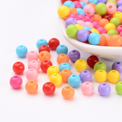 Mixed Color Acrylic Jewelry Beads X-PAB702Y-1