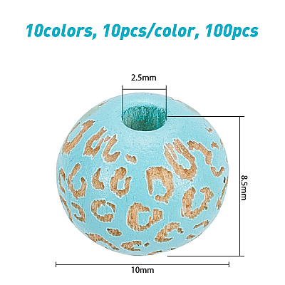 100Pcs 10 Colors Painted Natural Wood Beads WOOD-OC0002-08-1