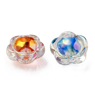UV Plating Rainbow Iridescent Acrylic Beads X-OACR-A014-03-1