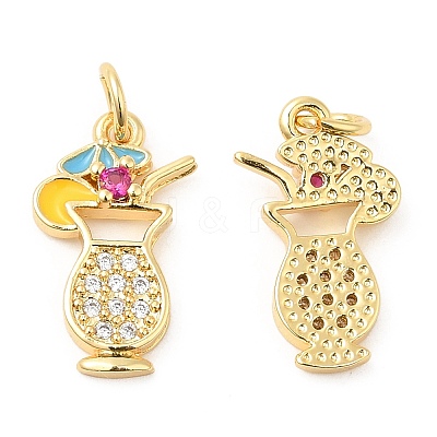 Brass with Cubic Zirconia Enamel Pendants KK-K343-06G-1