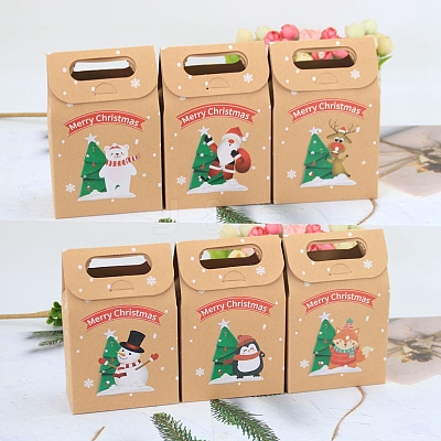 24Pcs 6 Style Rectangle Paper Bakery Bakery Boxes with Handle BAKE-PW0007-139-1