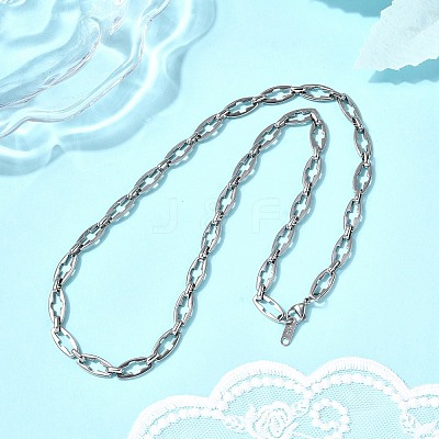 304 Stainless Steel Cross Link Chain Necklaces for Women Men NJEW-JN05431-02-1