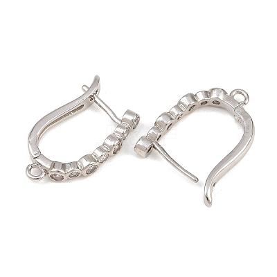 Brass Micro Pave Clear Cubic Zirconia Hoop Earrings Findings KK-K340-33P-1