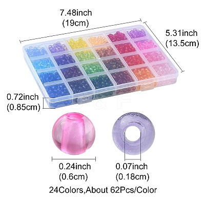 1488Pcs 24 Colors Transparent Acrylic Beads MACR-YW0002-68-1