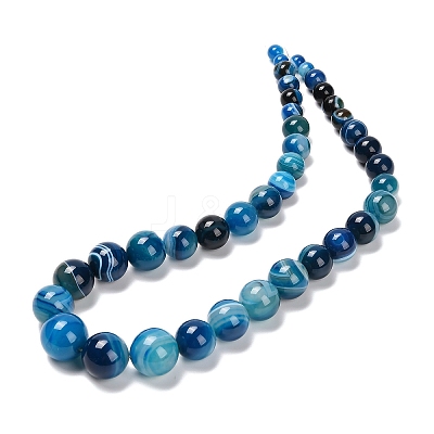 Natural Banded Agate Graduated Beads Strands G-P589-A01-01F-1