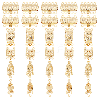 30 Sets 6 Styles 304 Stainless Steel Box Clasps STAS-DC0009-61-1