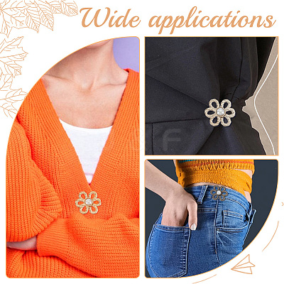 24Pcs 6 Colors Flower Shape Plastic Bead with Zinc Alloy Adjustable Jean Button Pins FIND-GO0002-80-1