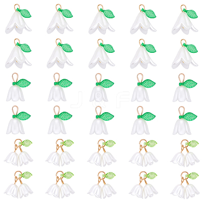 30Pcs Pearlized Acrylic Penadnts FIND-BM0001-66-1