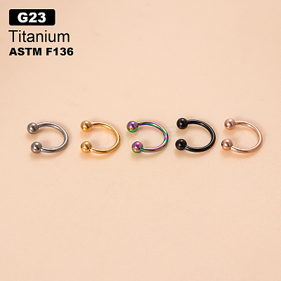G23 Titanium Circular/Horseshoe Barbell Nose Rings WGFD71D-25-1