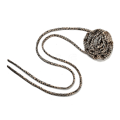 Leopard Print Pattern Fabric Rose Tie Choker Necklaces for Women NJEW-Z022-01H-1
